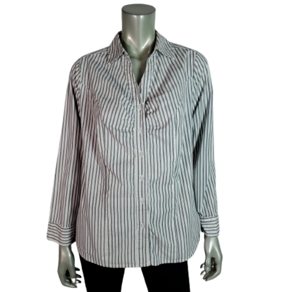 Lane Bryant Womens Top Plus Size 14/16W Metallic Stripe Stretch‎ Cotton Gray